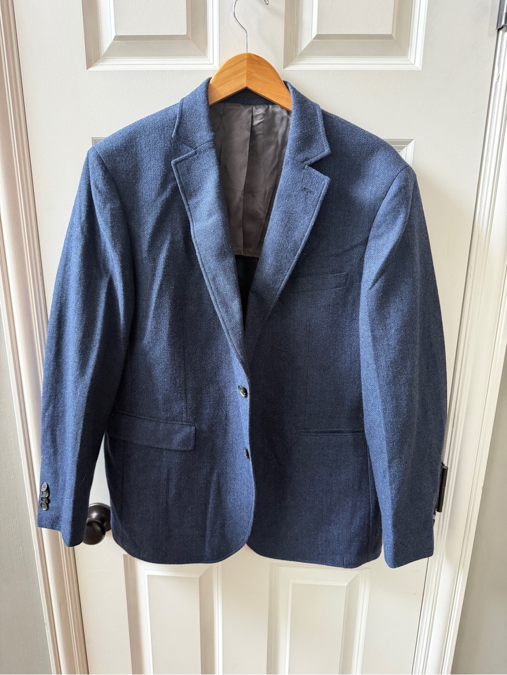 The Tie Bar Navy Blue Textured Sport Coat